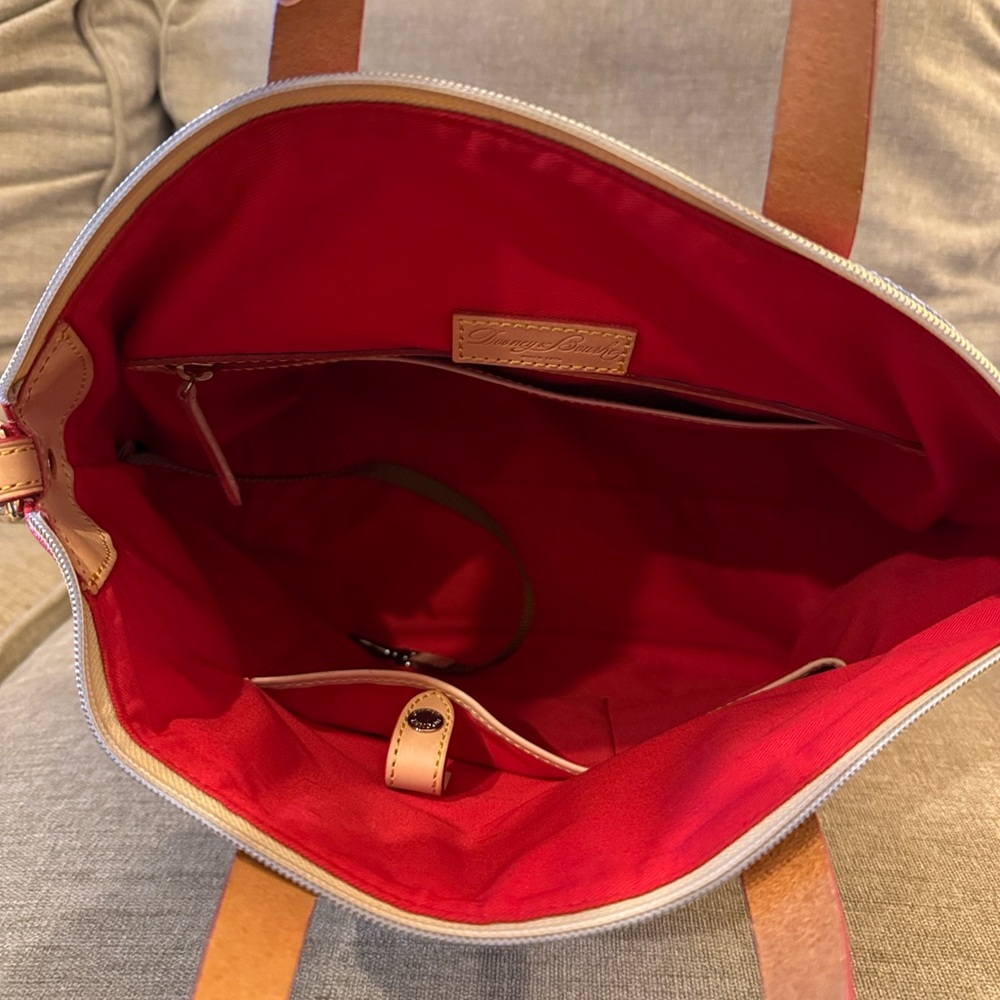 Dooney & Bourke Red and Blue Chevron Satchel - Picture 6 of 6